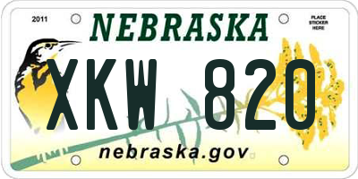 NE license plate XKW820