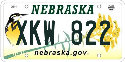 NE license plate XKW822
