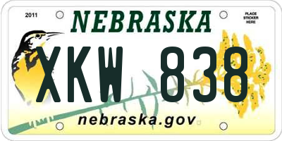 NE license plate XKW838