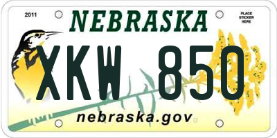 NE license plate XKW850