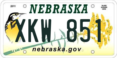 NE license plate XKW851