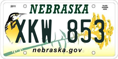 NE license plate XKW853