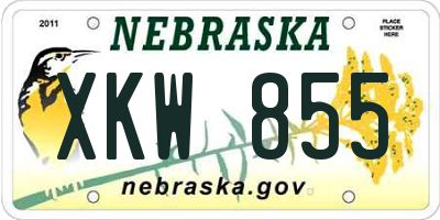 NE license plate XKW855