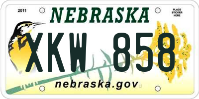 NE license plate XKW858
