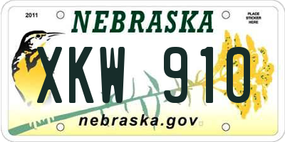 NE license plate XKW910