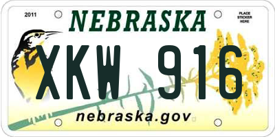 NE license plate XKW916
