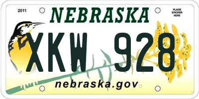 NE license plate XKW928