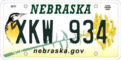 NE license plate XKW934