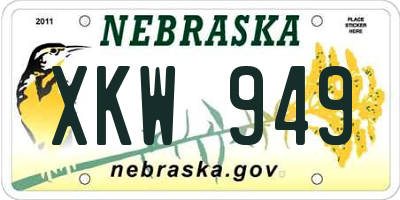 NE license plate XKW949