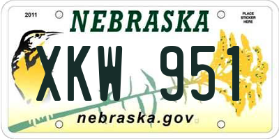 NE license plate XKW951