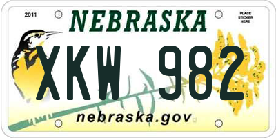 NE license plate XKW982