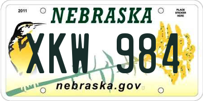 NE license plate XKW984