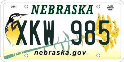 NE license plate XKW985