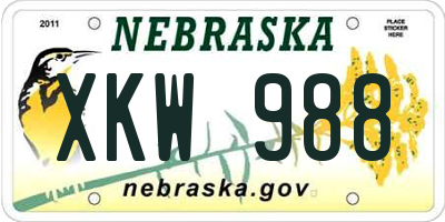 NE license plate XKW988