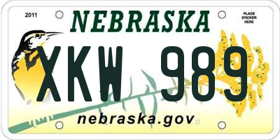 NE license plate XKW989