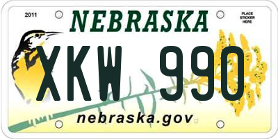 NE license plate XKW990