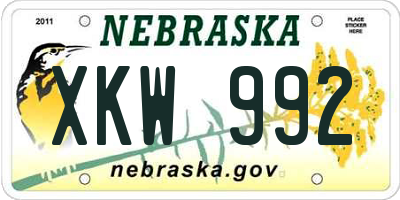 NE license plate XKW992
