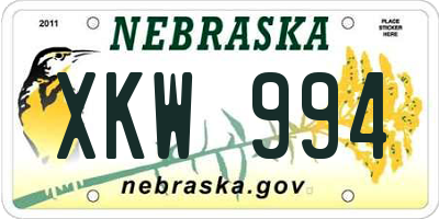 NE license plate XKW994