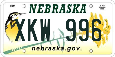 NE license plate XKW996