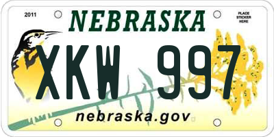 NE license plate XKW997