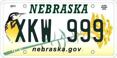 NE license plate XKW999