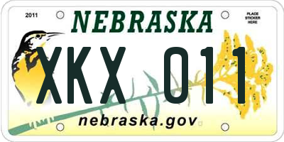 NE license plate XKX011
