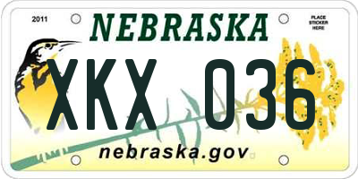 NE license plate XKX036