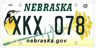 NE license plate XKX078