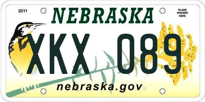 NE license plate XKX089