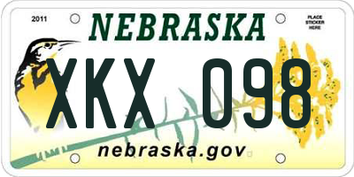 NE license plate XKX098