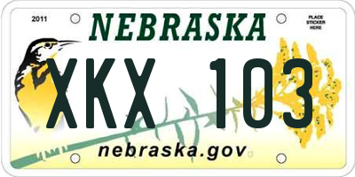 NE license plate XKX103