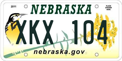 NE license plate XKX104