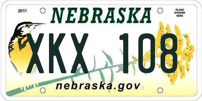 NE license plate XKX108
