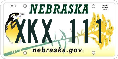 NE license plate XKX111