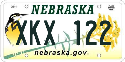 NE license plate XKX122