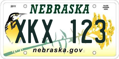 NE license plate XKX123