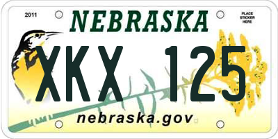 NE license plate XKX125