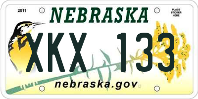 NE license plate XKX133