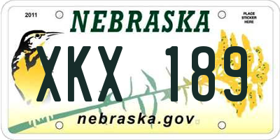 NE license plate XKX189