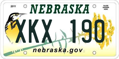 NE license plate XKX190