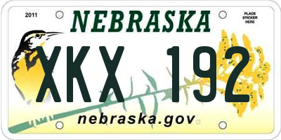 NE license plate XKX192