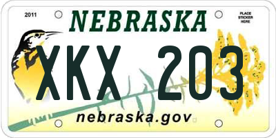 NE license plate XKX203