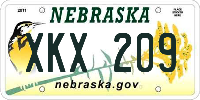 NE license plate XKX209