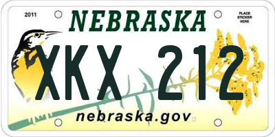 NE license plate XKX212