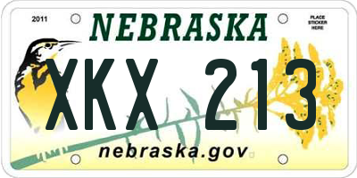 NE license plate XKX213