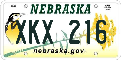 NE license plate XKX216