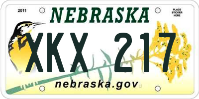 NE license plate XKX217