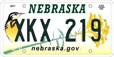 NE license plate XKX219