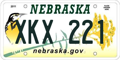 NE license plate XKX221