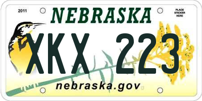 NE license plate XKX223
